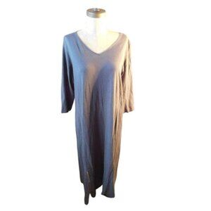 J. Jill Size L Large Gray Vneck Knit Elbow Length Dress